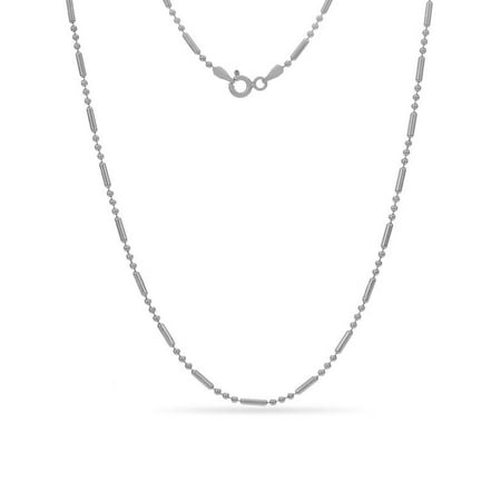 Sterling Silver Alternating Bead Chain Necklace 30 Inch