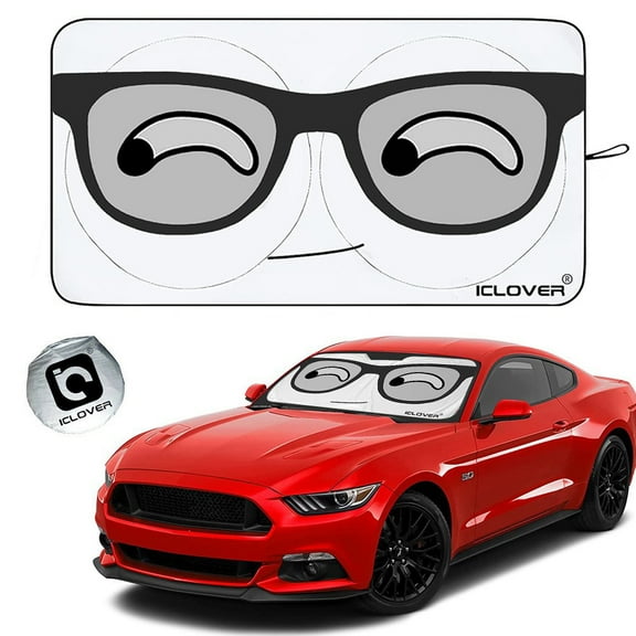 HOMEYA Car Sun Shade Foldable Windshield Cover Shield Sun Visor UV Block, Fits Truck Van SUV, with Big Eyes Printing Cute Design