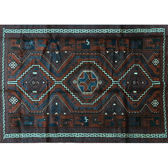 Ahgly Company Indoor Rectangle Southwestern Light Blue Country Area Rugs, 2' x 3'