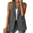 thumbnail image 2 of Breezora Women Sleeveless Blazer Vest Casual Office Wear Lightweight Open Front Waistcoat Summer Breathable Layering Piece XXXL Size Grey, 2 of 5