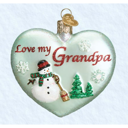 Old World Christmas Love my Grandpa Heart Glass Ornament FREE BOX 30044 New