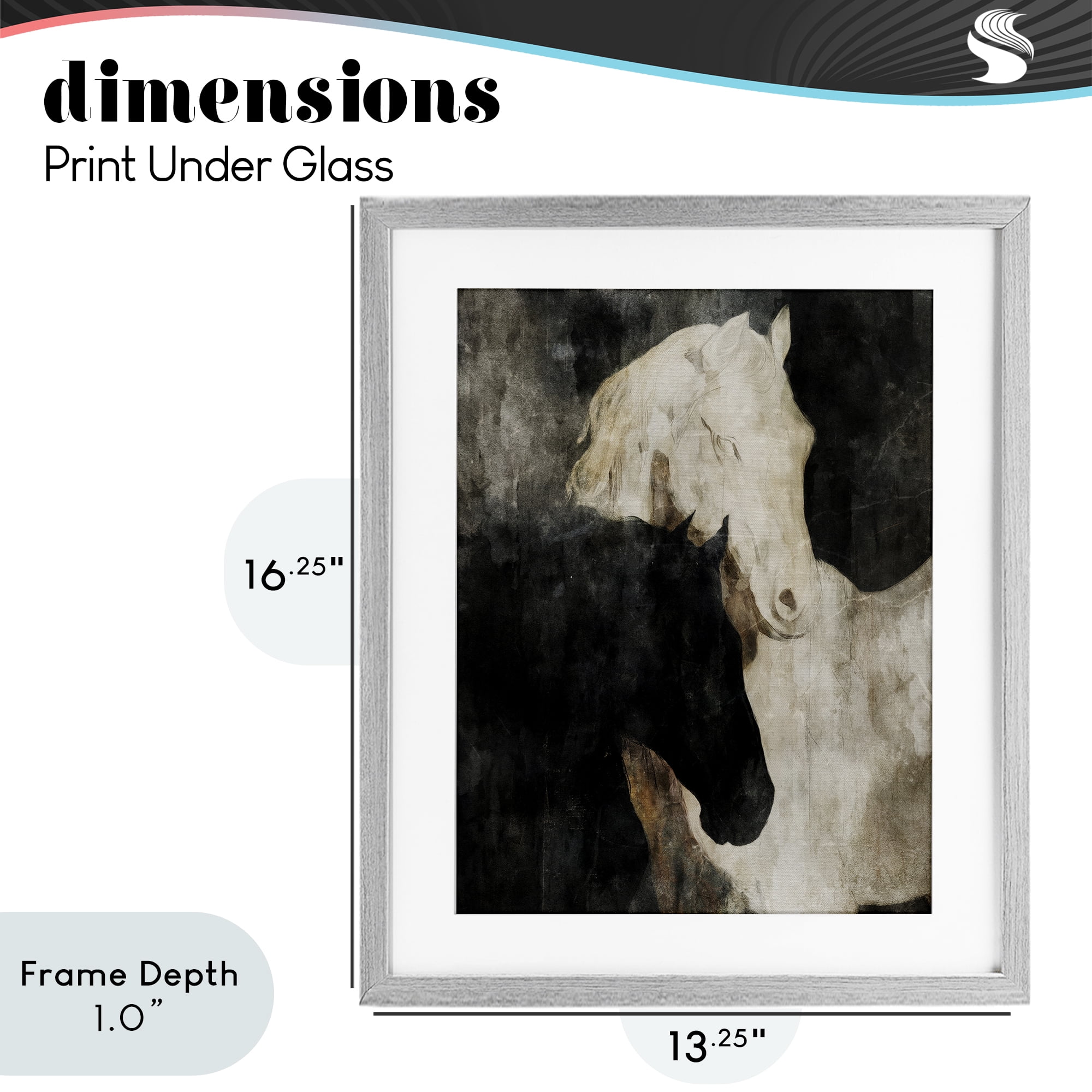 Stupell Industries Dual Spirit Horses Gray Framed Print Under Glass, design by Svetlana Aleynikova