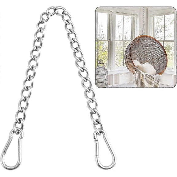 AWESHADES Chain with Two Carabiners, 400kg Capacity, Heavy Duty Stainless Steel Hanging Chain, Extension Chain