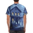 thumbnail image 2 of Halloween Mens T-Shirts, Halloween Cartoon Ghost Castle Short Sleeve Crew Neck Soft T Shirts for Man Halloween Party Costume, 2 of 7