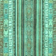 thumbnail image 1 of Ahgly Company Machine Washable Indoor Square Abstract Turquoise Blue Modern Area Rugs, 4' Square, 1 of 4