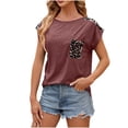 thumbnail image 3 of XIAfhje Womens T Shirts Summer Tops Round-Neck Short Sleeve Casual Tee Tops Cute Shirts Solid Color Blouse Summer T Shirt 2024 Basic T-Shirts Work Blouses, 3 of 5