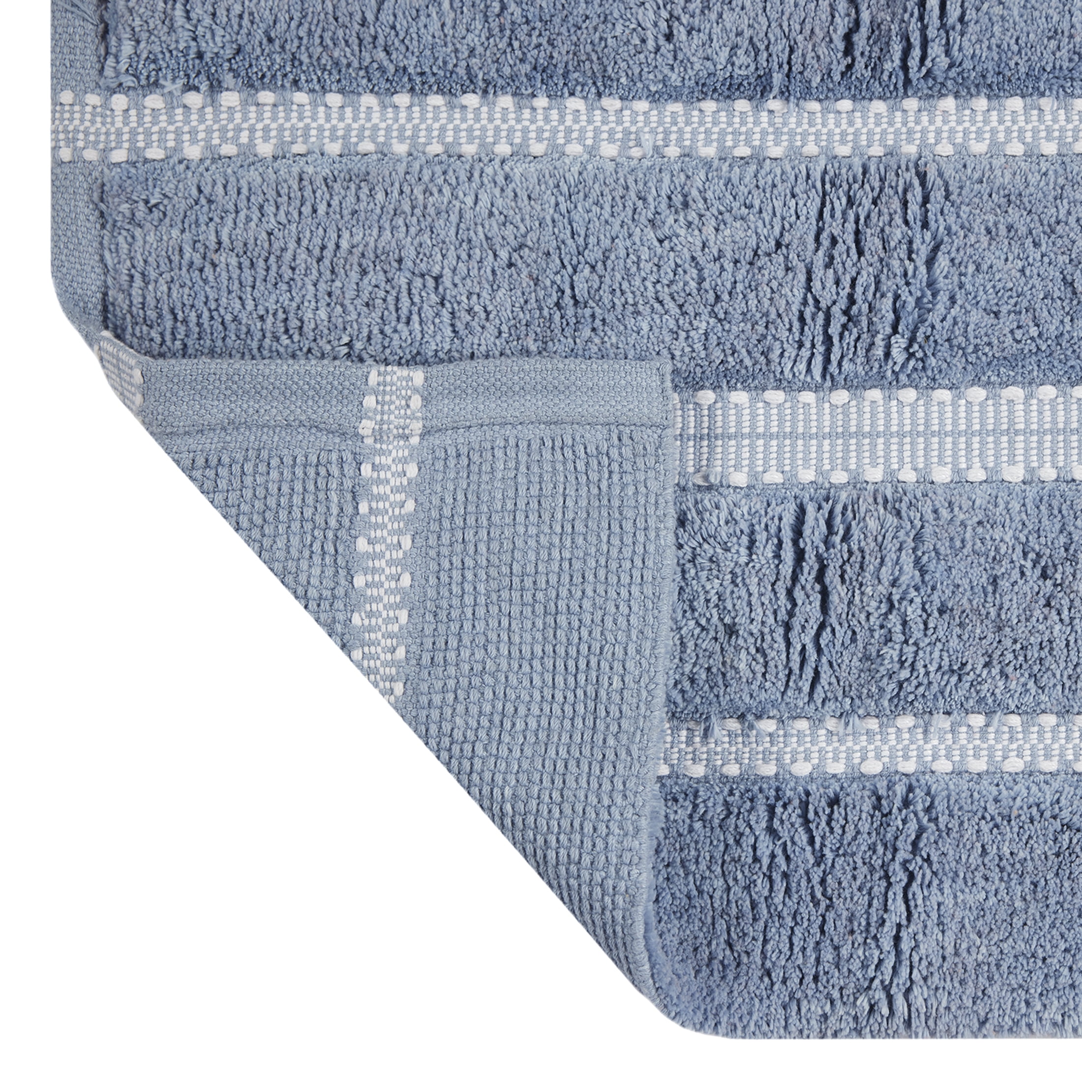 Better Homes & Gardens Atlas Stripe 2 Piece Bath Rug Set, Blue Silver, 17" x 24" & 20" x 30"