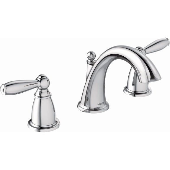Moen TV6620 Brantford Chrome Two-Handle High Arc Widespread Bathroom Sink Faucet for 3-Hole Setups with Valve Included