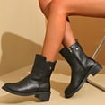 thumbnail image 2 of Dsscvnef Bottines pour Femmes Mode Automne Hiver Décontractées Bout Rond Chaussures Plates Design Rétro Boucle Bottes Courtes Confortables, 2 of 9