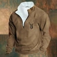 thumbnail image 2 of XIAOCHA Men Sweatshirts Vintage Relaxed Fit Deer Printed Long Sleeve Sweatshirt Half Zipper Stand Collor Sports Pullover Top Daily Wear M, 2 of 3