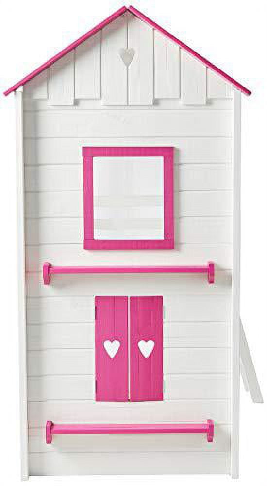 Donco Kids Sweetheart Twin over Twin House Bunkbed, Twin over Twin, White & Pink