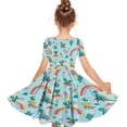 thumbnail image 4 of SGFCWSX Girls Short Sleeve Skater Dress Kids Casual Crewneck Print Swing Dress for Spring Summer Light Blue Size 11-12 Years, 4 of 6