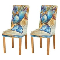BZSMCE Chairs Slipcovers Dining Chair Covers Blue Butterfly Printed Creative Pattern