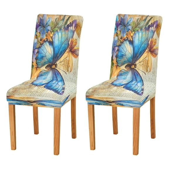 BZSMCE Chairs Slipcovers Dining Chair Covers Blue Butterfly Printed Creative Pattern
