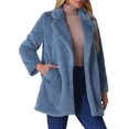thumbnail image 4 of INSPIRE CHIC Lapel Faux Fur Coat for Women's Fuzzy Winter Warm Jacket Overcoat with Pockets L Grey Blue, 4 of 5