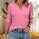 thumbnail image 2 of Tops de punto para mujer,Blusa informal de manga larga para mujer, puños fruncidos de poliéster, túnica de moda para uso diario, sopatenor, 2 of 9