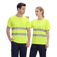 thumbnail image 7 of Men's high vis shirts Quick Dry Hi Vis Reflective Safety Short Sleeve Shirts Construction Work Shirts with Reflective Strips Fluorescent Green M, 7 of 7