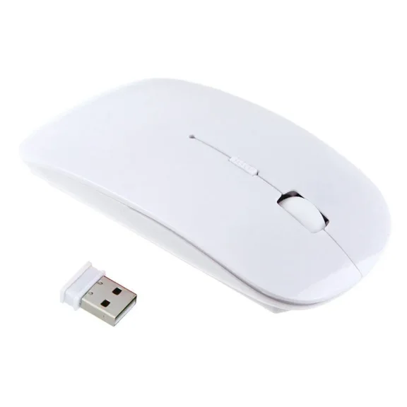 XUPIX USB Wireless Optical Mouse 2.4GHz Silent Cordless Mouse for Apple MacBook Pro Air Laptop PC Computer Ergonomic Portable Mouse with USB Receiver for Windows Mac, White