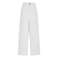 thumbnail image 5 of QATAINLAV Linen Pants Women Elastic High Waisted Wide Leg Beach Pants Solid Casual Pull On Lounge Trousers with Pockets, White, XXXL, 5 of 7