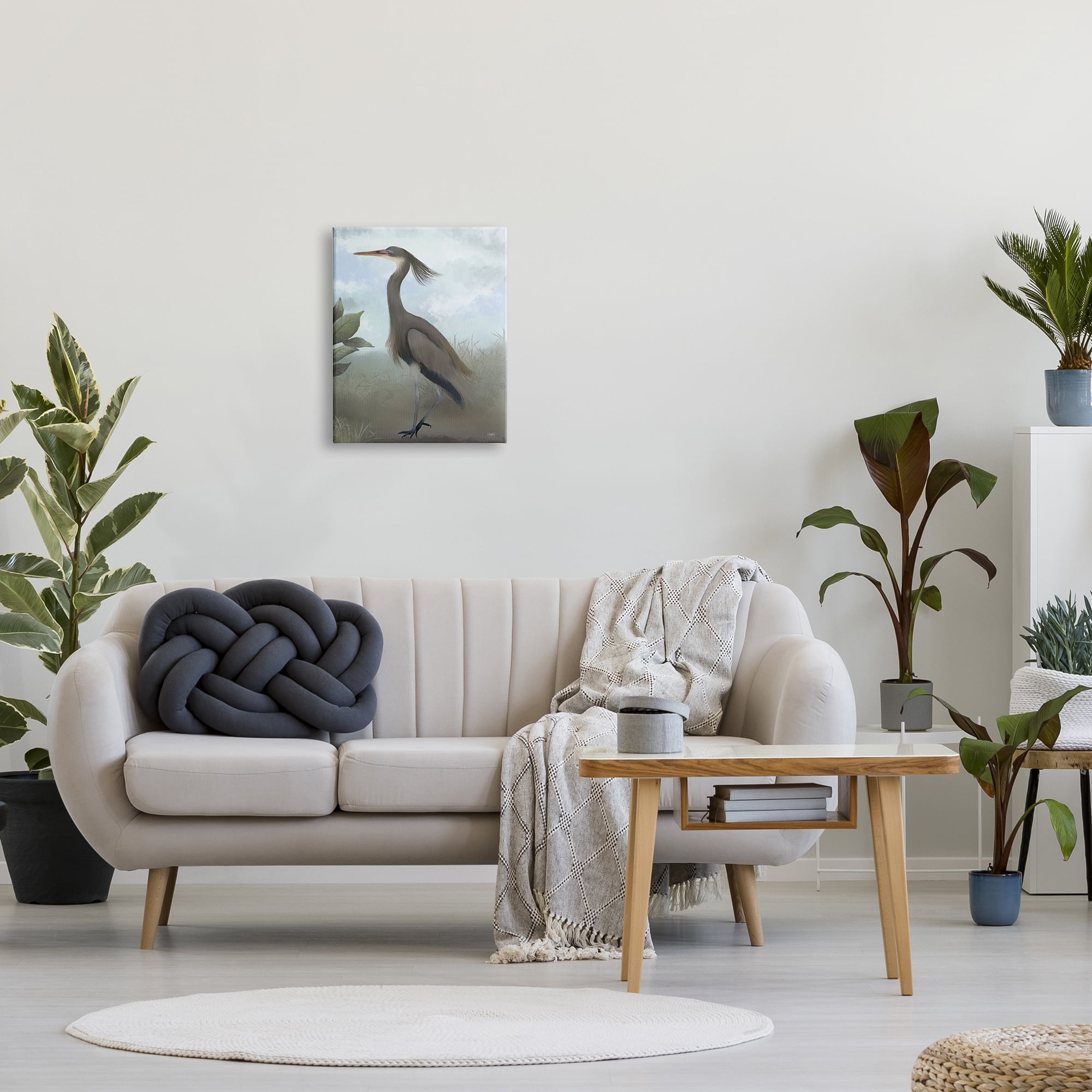 Stupell Industries Grey Heron Painting Animals & Insects Painting Gallery Wrapped Canvas Art Print Wall Art, 16 x 20