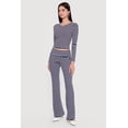 thumbnail image 2 of Women's Striped Fold Over Flare Pants, 2 of 4