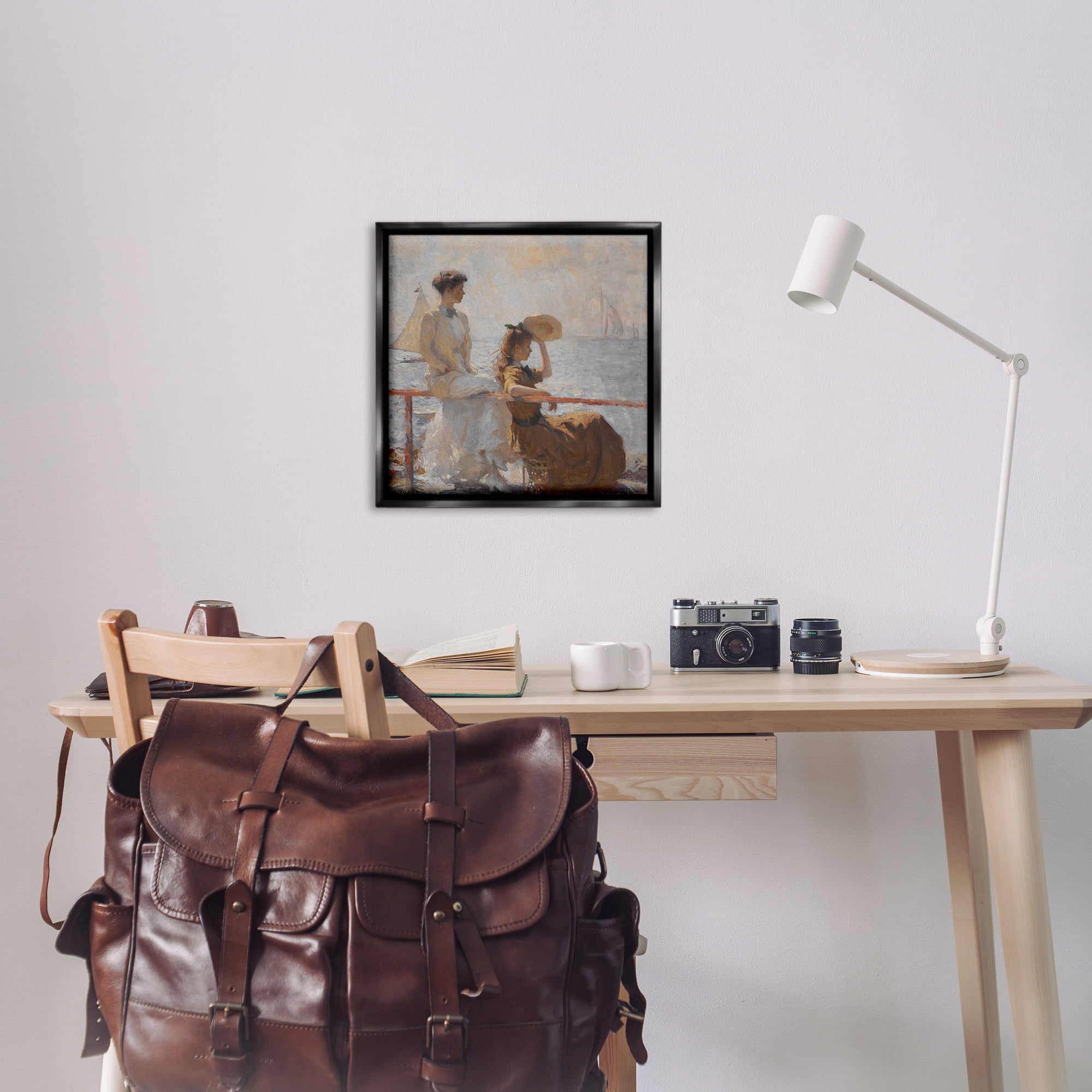 Stupell Industries Classic Summer Day Women People Painting Black Floater Framed Canvas Art Print Wall Art, 25 x 25