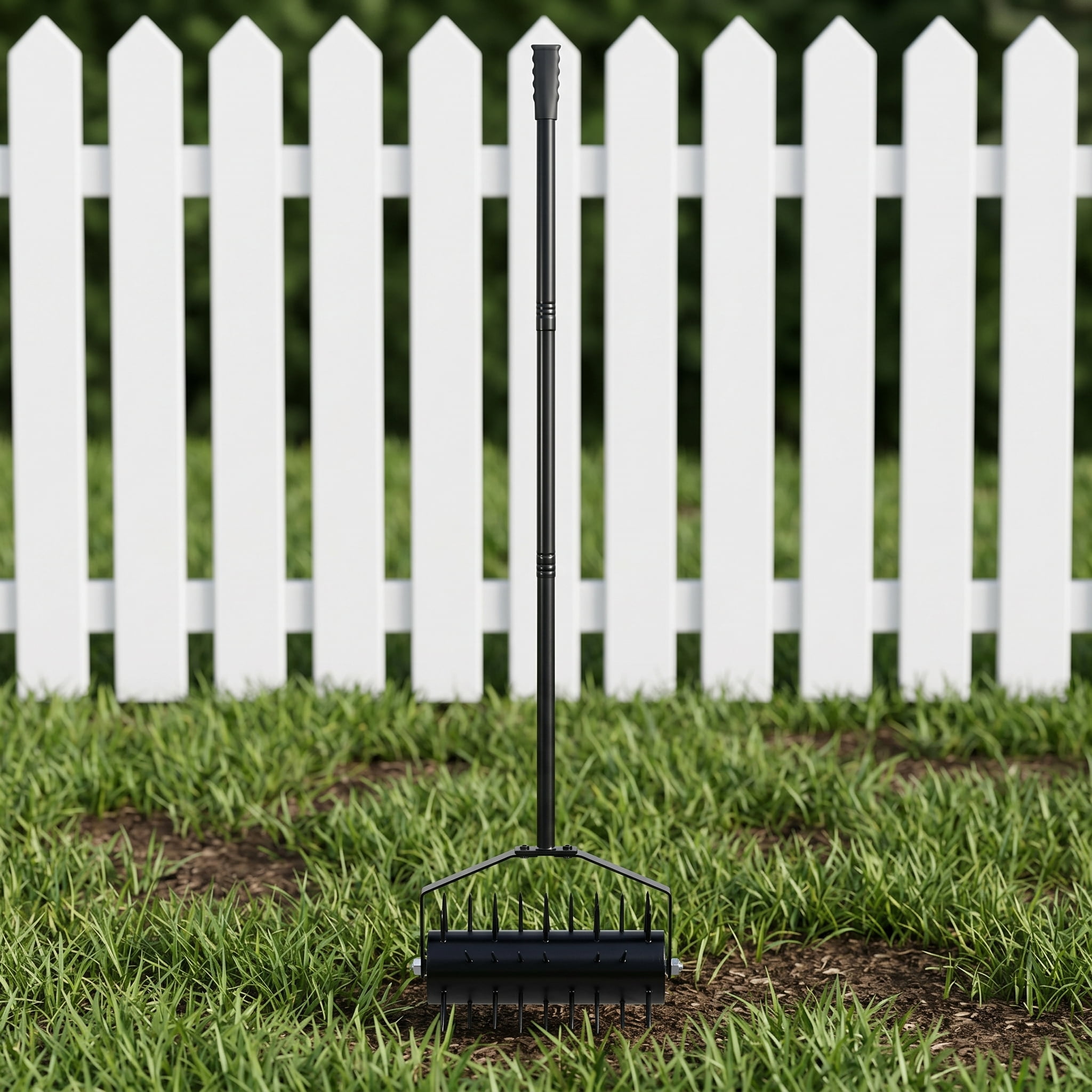 Zateety Rolling manual lawn aerator, Home aerator lawn tool pusher, 58-inch handle push lawn aerator for lawns, yards and gardens