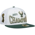 thumbnail image 3 of Men's New Era White/Hunter Green Milwaukee Bucks Arch Champs 59FIFTY Fitted Hat, 3 of 6
