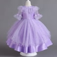 thumbnail image 7 of Sngxgn Girl's Puff Long Sleeve High Waist A Line Short Dress(Purple,130), 7 of 7