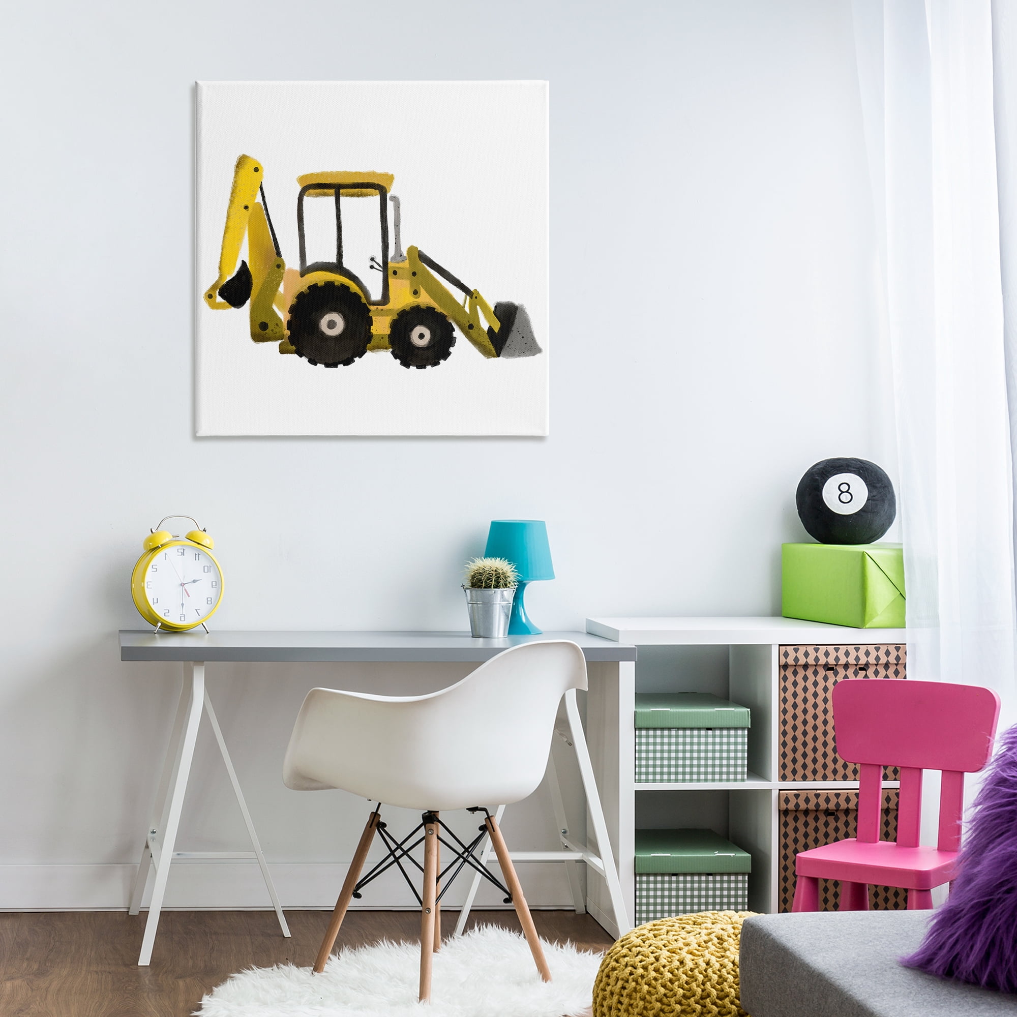 Stupell Industries Yellow Simple Bulldozer Transportation Painting Wrapped Canvas Art Print Wall Art, 30 x 30