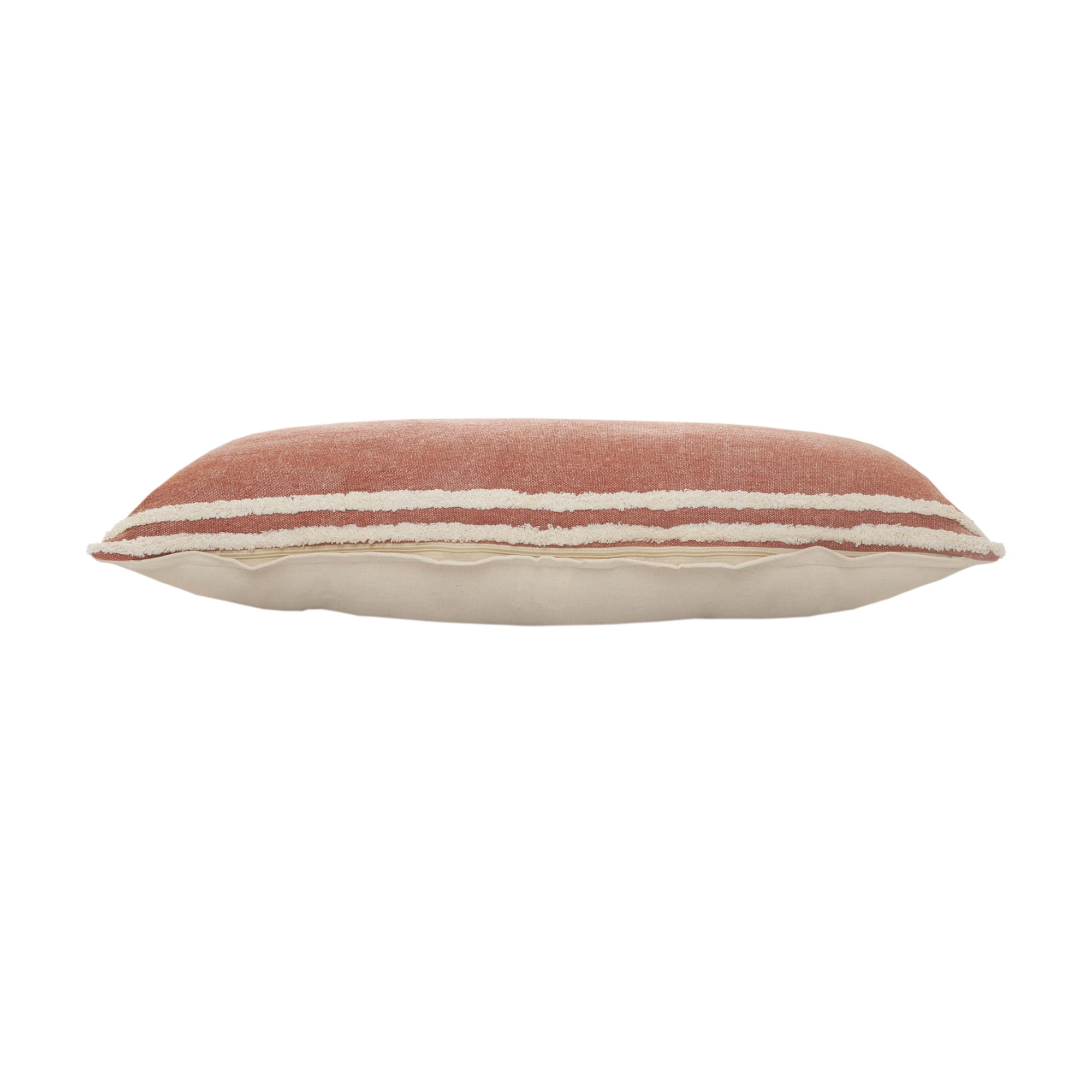 Harlow Hill Cinnamon/White Striped Contemporary Cotton Throw Pillow Cover, 14" x 36"