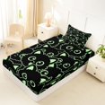 thumbnail image 5 of Manfei Cute Simple Cat Twin Sheets, Cartoon Kitten Bedding, Black Green, 3 Pieces, 1 Flat Sheet, 1 Fitted Sheet and 1 Pillowcase, 5 of 6