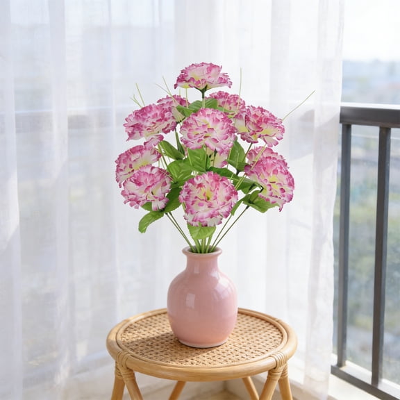 Meggemo Artificial Carnation Flower 12 Heads Bouquet Faux Floral Arrangement Home Wedding Party Centerpiece Vase Filler