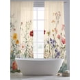 thumbnail image 6 of Spring Floral Semi Sheer Curtains 96 Inch Length 2 Panels Set, Beige Watercolor Botanical Sheer Kitchen Curtain Privacy Voile Window Curtain for Living Room Bedroom Rod Pocket Drapes, 6 of 7