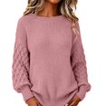 thumbnail image 2 of Women's Chunky Knit Pullover Sweater with Crew Neck, Loose Thick Warm Casual Long Sleeve Top, for Fall Winter Daily Wear, Home Comfort or Cozy Outings Pink XXL, 2 of 5