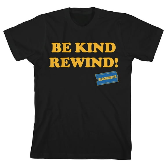Bioworld Blockbuster Be Kind, Rewind Youth Black Short Sleeve Crew Neck Tee-Small