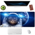 thumbnail image 3 of Large Mouse Pad, Full Desk XXL Extended Gaming Mouse Pad 35.4" x 15.7", Waterproof Desk Mat Stitched Edges, Non-Slip Laptop Computer Keyboard Mousepad for Office and Home - Galaxy Astronaut Cat, 3 of 6