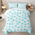 thumbnail image 2 of meiyoeat Blue Bow Twin Quilt Set for Girls, Watercolor Ribbon Twin Coverlet Set for Bedroom, Turquoise, 2pcs, 2 of 7