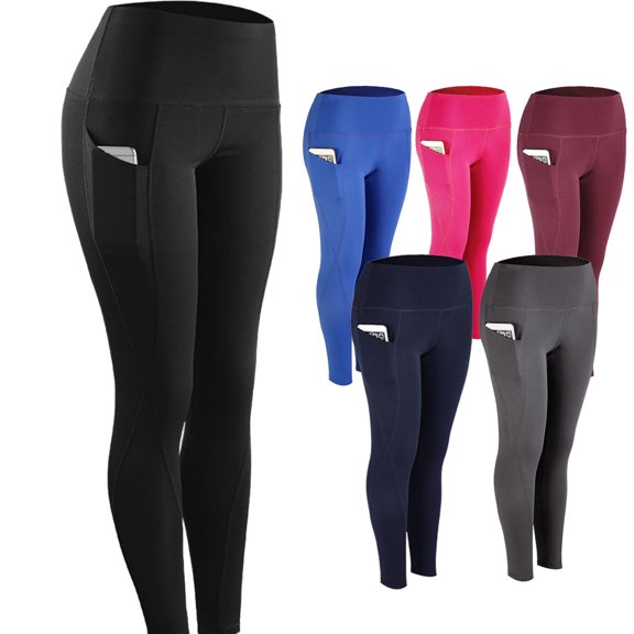 Womens Ladies Anti-Cellulite Yoga Pants With Pocket, Gym Leggings Sportswear High Elastic Jogging Trousers