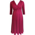 thumbnail image 1 of FFIY Robe de Maternité Unie à Manches 3/4 Col VFFIY Robe Portefeuille Froncée Vêtements de Grossesse, 1 of 6