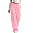 thumbnail image 2 of VBVC Women's Drawstring High Waisted Sweatpants , Soft Wide Leg Pants For Women , Ladies' Casual Y2K Lounge Pants with Pockets, S-2XL, 2 of 8