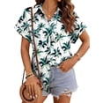 thumbnail image 4 of Fantaslook Hawaiian Button Down Shirts for Women Casual Short Sleeve Floral Print Blouses Summer Tops, 4 of 10