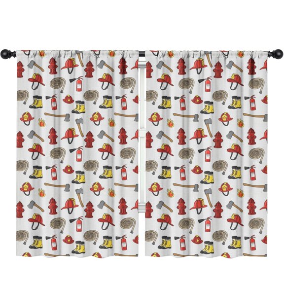 Blackout Kids Curtains,Fireman and Boot White Pattern Children's Insulated Curtains Set Of 2,Bedroom Essentials,Toddler Room Decor 52"x84"