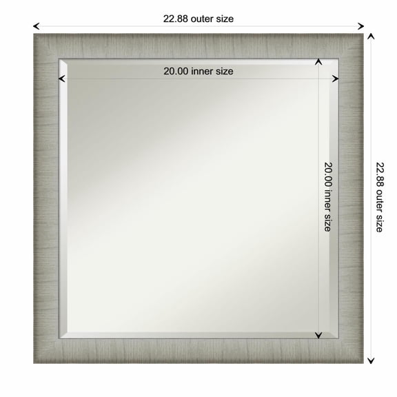 Amanti Art Elegant Brushed Pewter Narrow Framed Wall Mirror - 18.88 x 22.88 in