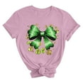 thumbnail image 5 of LEKWK 3/4 Length Sleeve Womens Tops Crew Neck 3/4 Sleeve Graphic Tees St Patricks Day Shirt Green Glitter Bow Shamrock Print Festival Outfits, 5 of 5