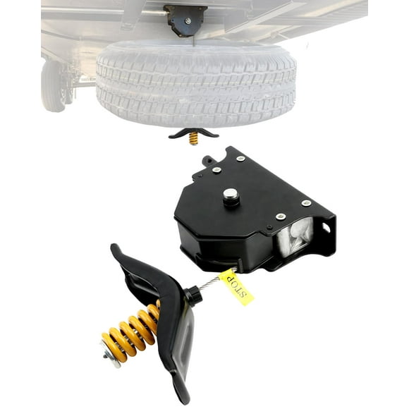 Spare Tire Hoist, Spare Tire Winch Carrier, Compatible with RVs Trailers Trucks Motorhomes, Spare Tyre Holder with Offset Cable, Spare Wheel Towing Winch, Spare Tire Lift Assembly
