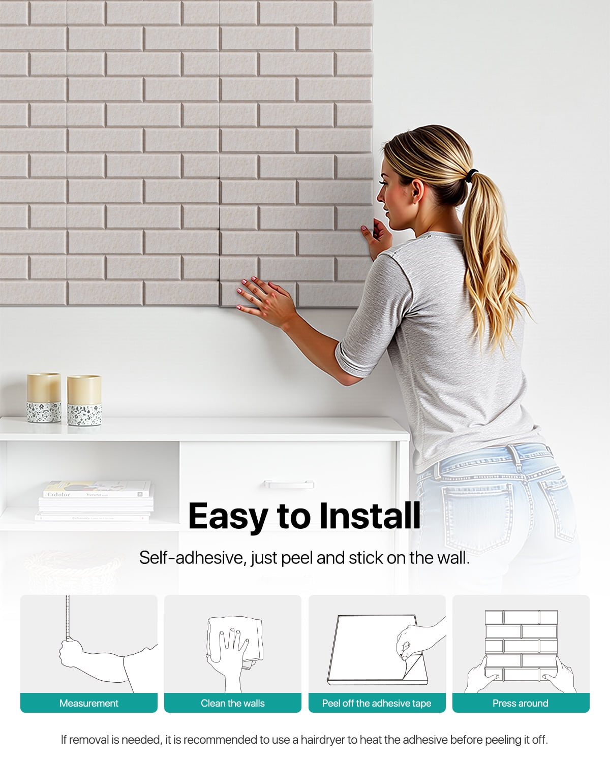 Soundsbay Acoustic Panels Sound Proofing Brick Self-Adhesive Soundproof Absorbing Noise Cancelling Wall Panels 12 Pack Beige 12'' x 12'' x 0.4''