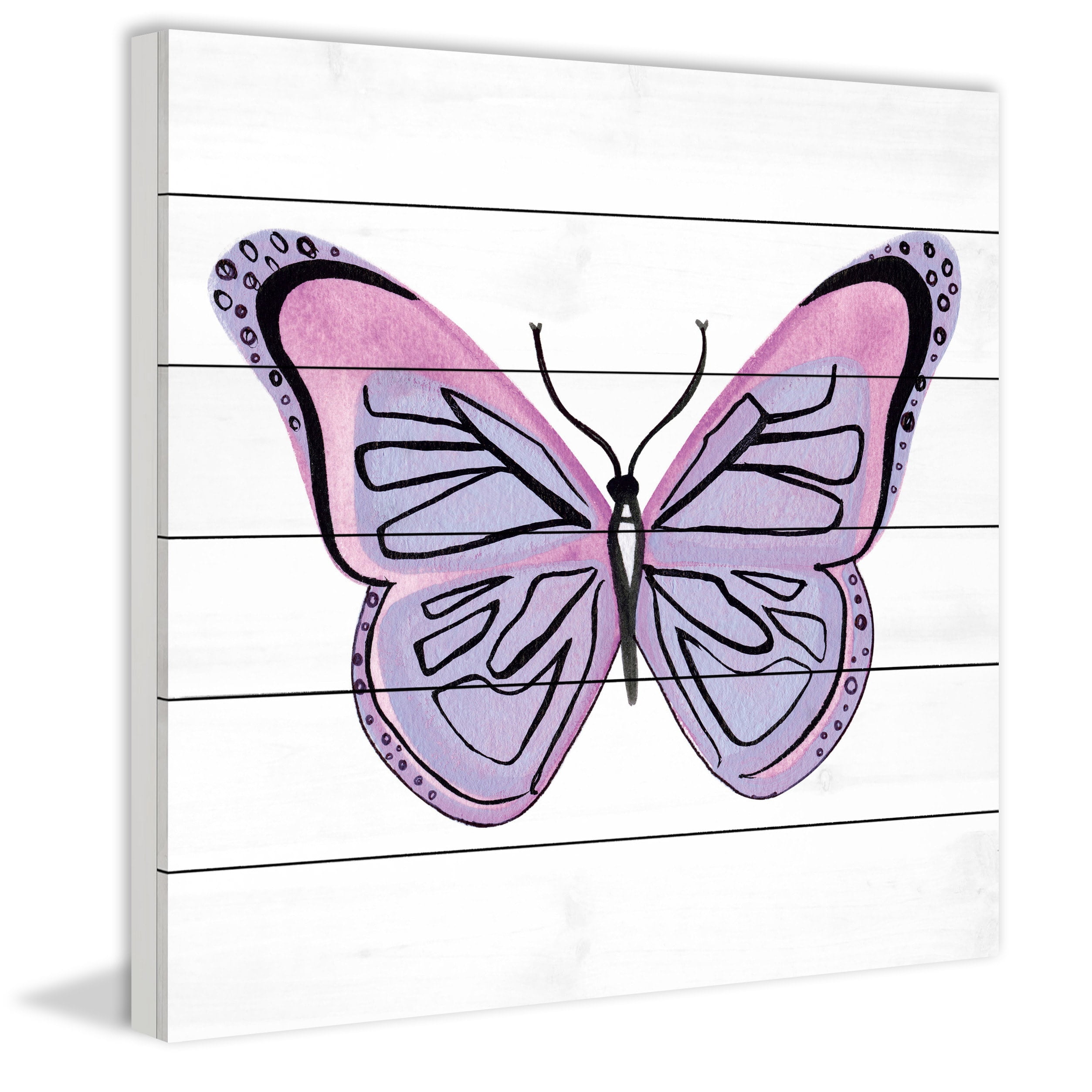 Marmont Hill "Lavender Butterfly" by Molly Rosner Painting Print on White Wood