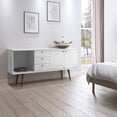 thumbnail image 2 of Utopia Modern Wide Dresser 3 Drawers White Gloss Maple Cream Engineered Wood, 2 of 3