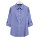 thumbnail image 5 of Camisas de Manga Larga para las Mujeres Blusa de Túnica de Imitación de Botón de Solapa de Ajuste Suelto con Tela Suave, Top de Verano Transpirable para Uso Diario Informal, 5 of 7